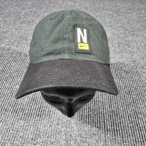VINTAGE Nike Hat Cap Strap Back Green Black Patch Embroidered Swoosh Mens 90s‎
